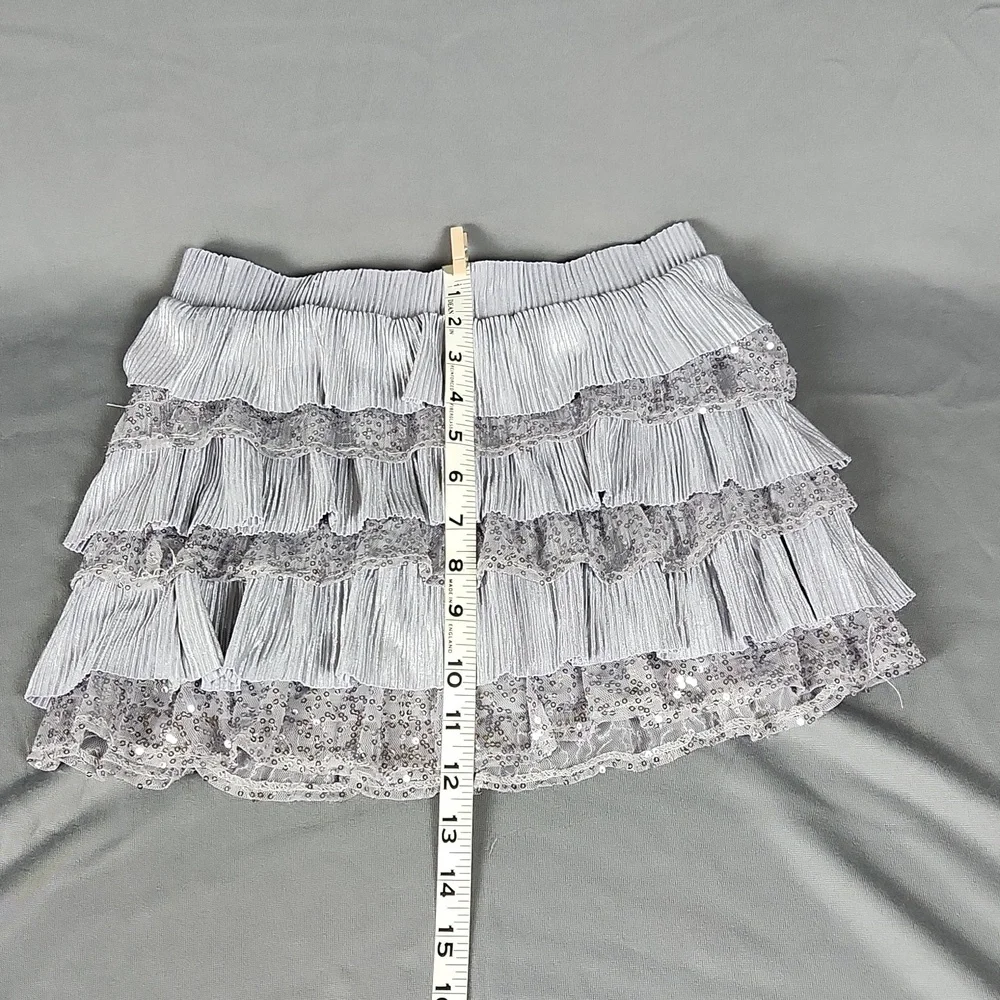 Justice- Girls Metallic Ruffle Skirt w/attached shorts - Size 8